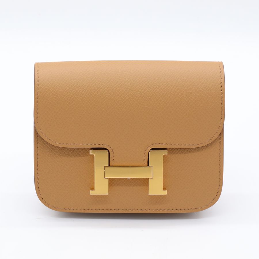 Hermès Constance Slim Biscuit 餅乾色  Epsom 小牛皮 金扣 短夾 皮夾-1