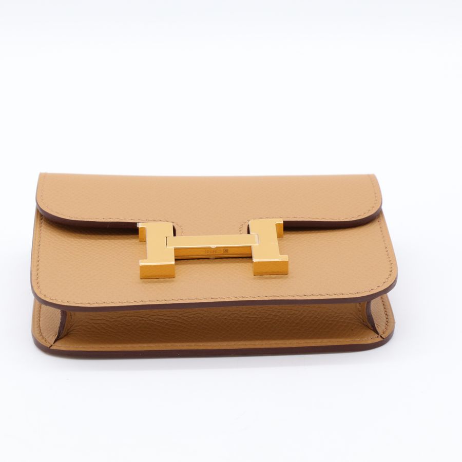 Hermès Constance Slim Biscuit 餅乾色  Epsom 小牛皮 金扣 短夾 皮夾-3