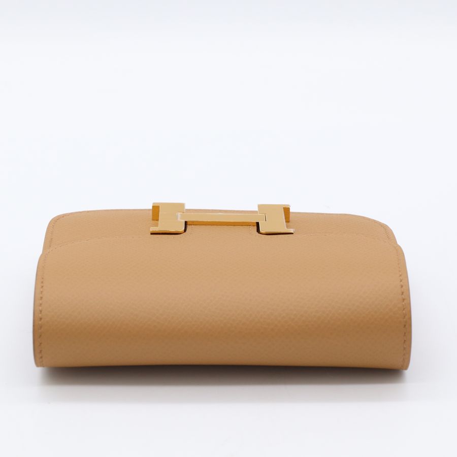 Hermès Constance Slim Biscuit 餅乾色  Epsom 小牛皮 金扣 短夾 皮夾-4