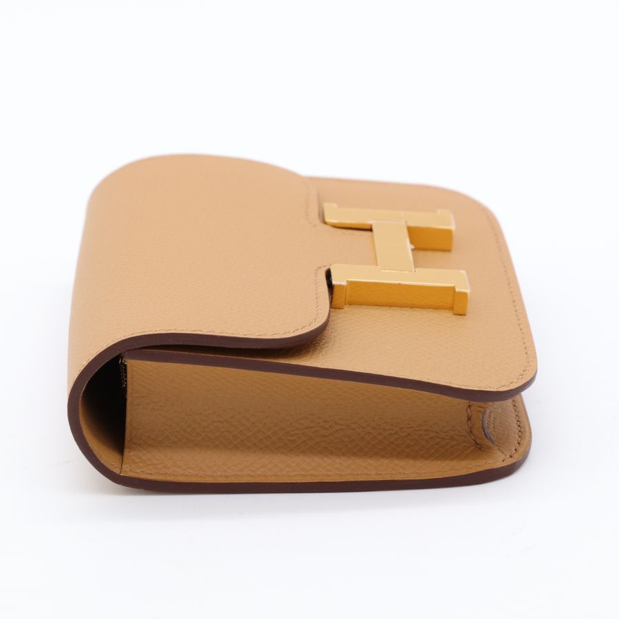 Hermès Constance Slim Biscuit 餅乾色  Epsom 小牛皮 金扣 短夾 皮夾-6