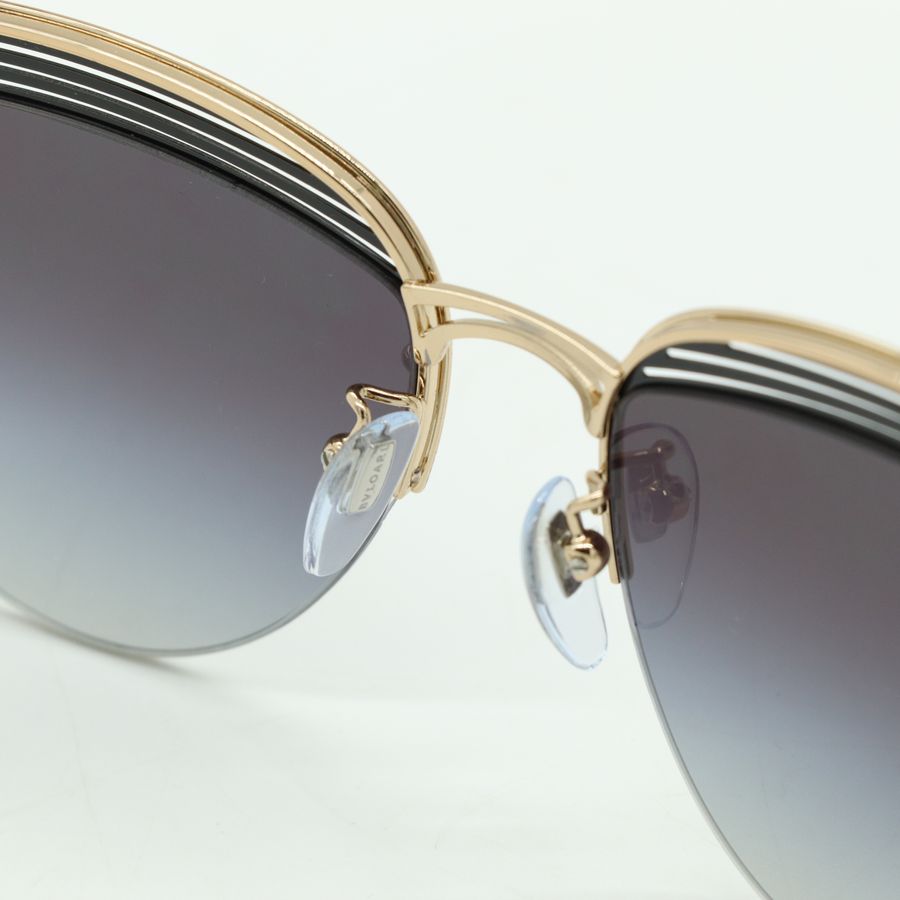 Bvlgari 寶格麗 藍黑色漸層 金屬邊框 貓眼 太陽眼鏡 墨鏡-14