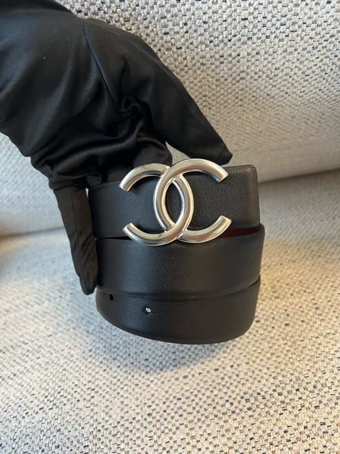 新品到貨 香奈儿Chanel经典款银色大logo双面腰带皮带尺寸 宽3cm长75/80/85/cm,無盒無塵袋 (親,先單前,需跟客服要什麼尺寸)💕-3