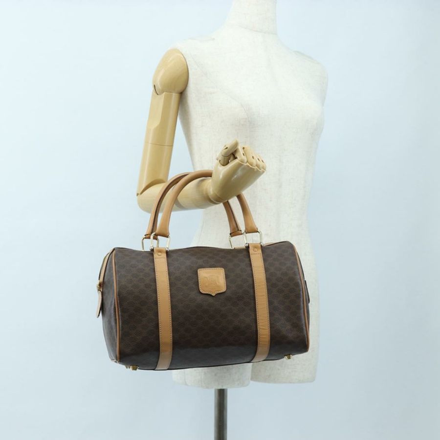 【日本直送】CELINE Macadam帆布波士頓包 PVC皮革 棕色 金色 正品 191818V-22