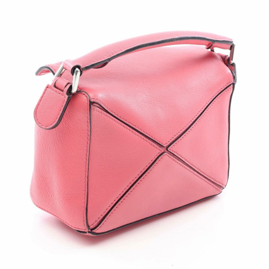 LOEWE Puzzle迷你肩斜背包，粉紅色皮革，二手女款-1
