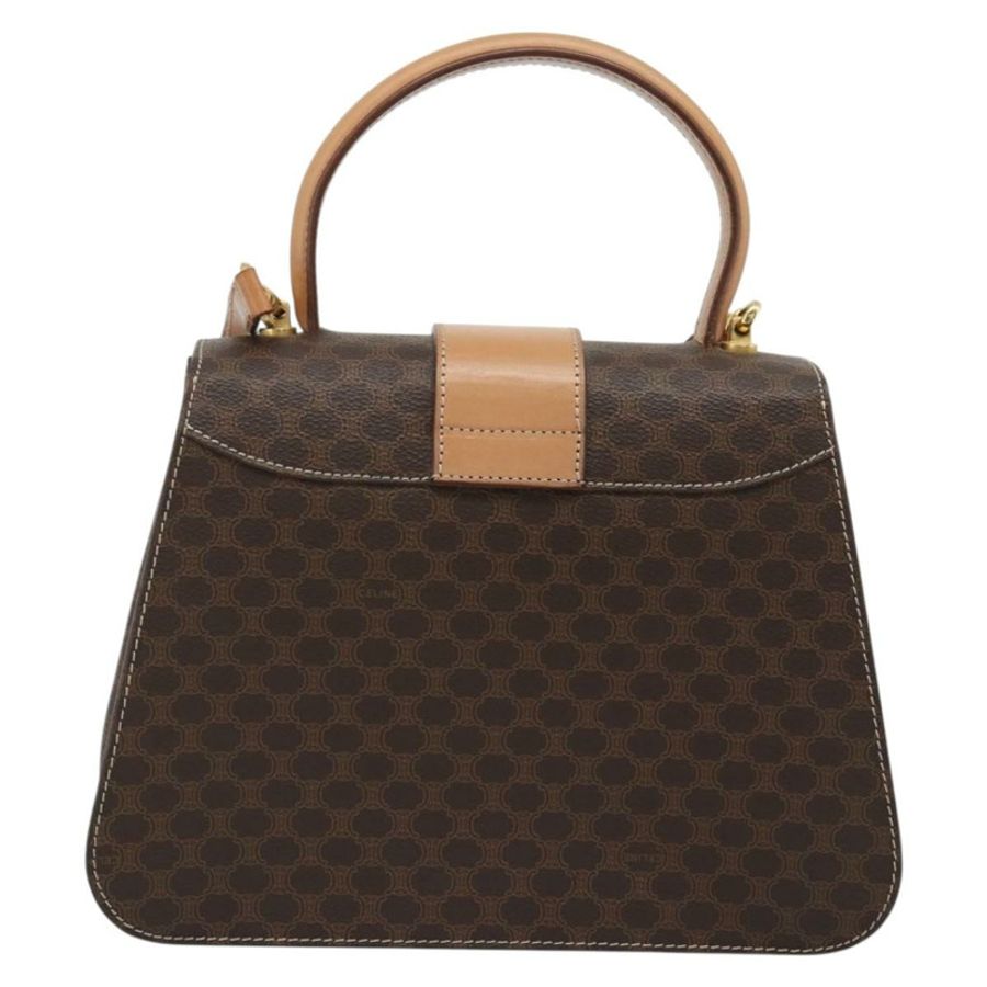 【日本直送】CELINE Macadam帆布圓形手袋 PVC皮革 2way Brown Gold Auth BSZ648V-1