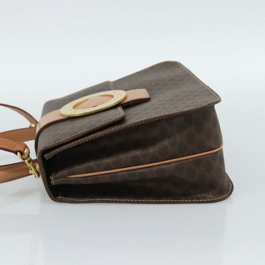 【日本直送】CELINE Macadam帆布圓形手袋 PVC皮革 2way Brown Gold Auth BSZ648V-2