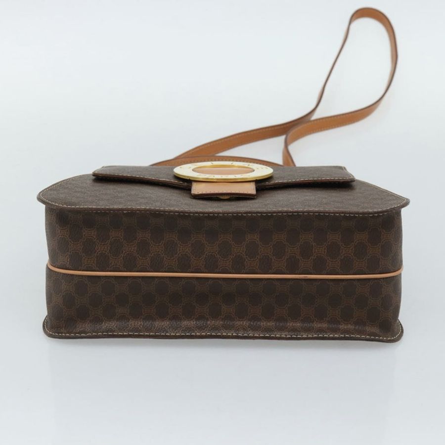 【日本直送】CELINE Macadam帆布圓形手袋 PVC皮革 2way Brown Gold Auth BSZ648V-4