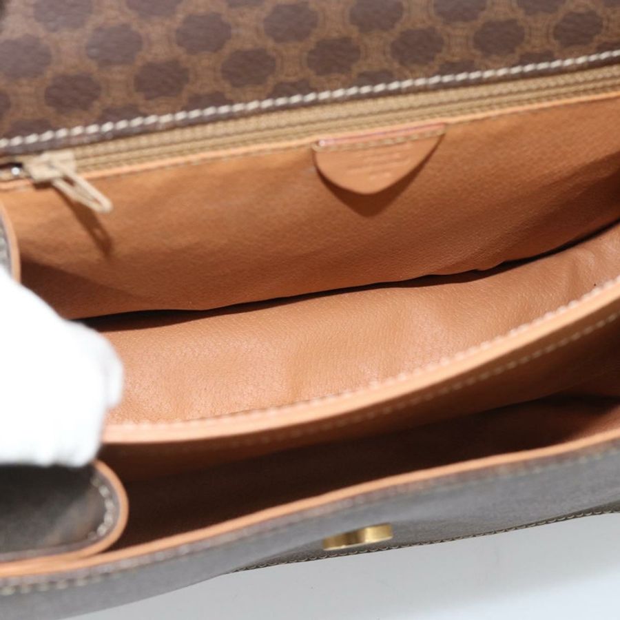 【日本直送】CELINE Macadam帆布圓形手袋 PVC皮革 2way Brown Gold Auth BSZ648V-9