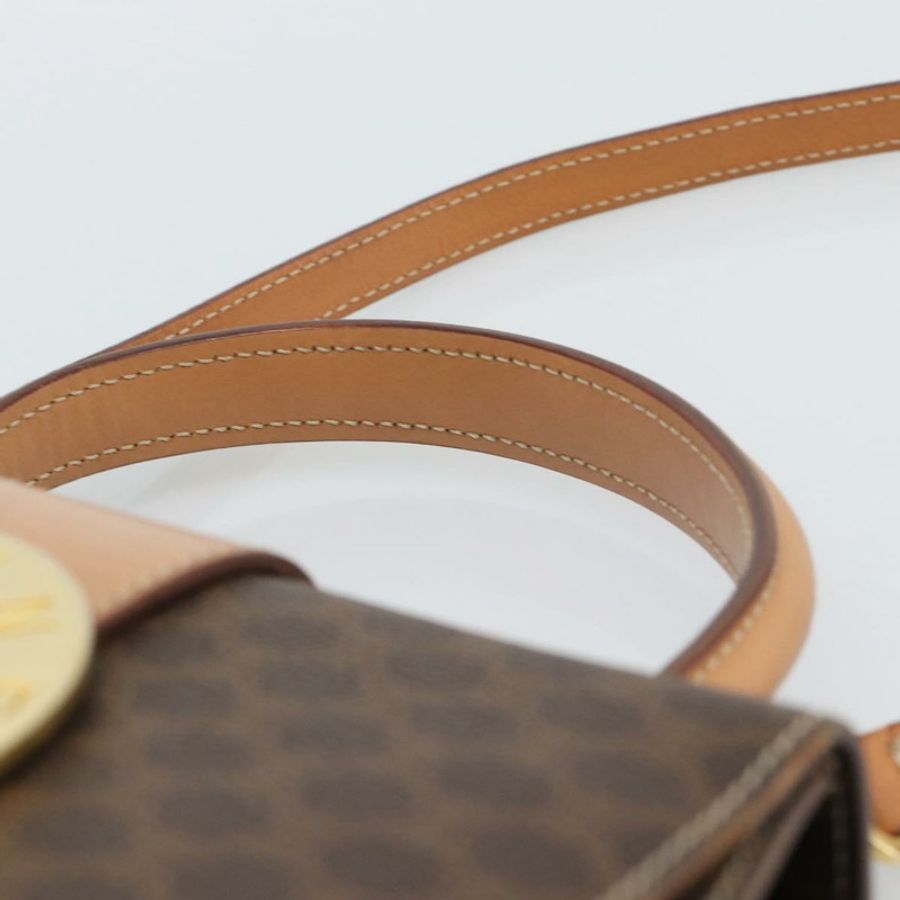 【日本直送】CELINE Macadam帆布圓形手袋 PVC皮革 2way Brown Gold Auth BSZ648V-13