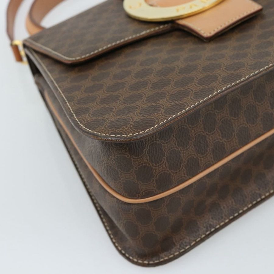 【日本直送】CELINE Macadam帆布圓形手袋 PVC皮革 2way Brown Gold Auth BSZ648V-15