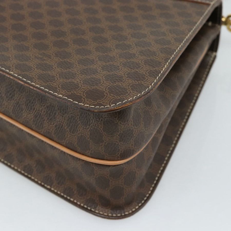 【日本直送】CELINE Macadam帆布圓形手袋 PVC皮革 2way Brown Gold Auth BSZ648V-16
