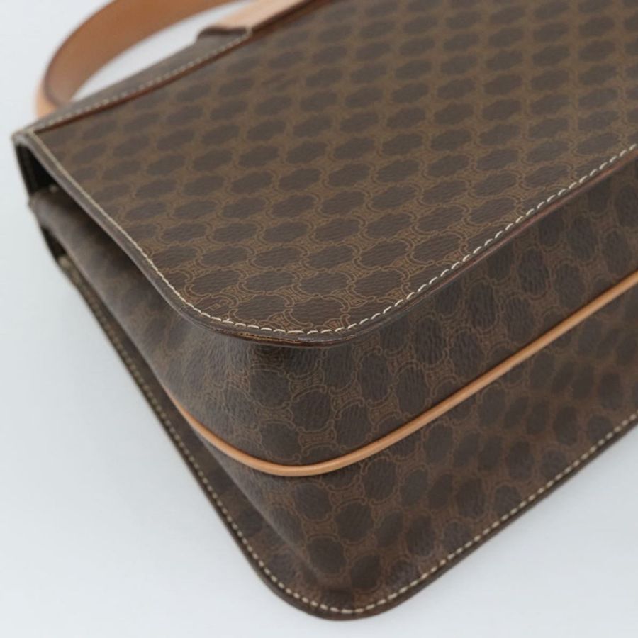 【日本直送】CELINE Macadam帆布圓形手袋 PVC皮革 2way Brown Gold Auth BSZ648V-17
