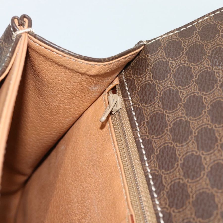 【日本直送】CELINE Macadam帆布圓形手袋 PVC皮革 2way Brown Gold Auth BSZ648V-21