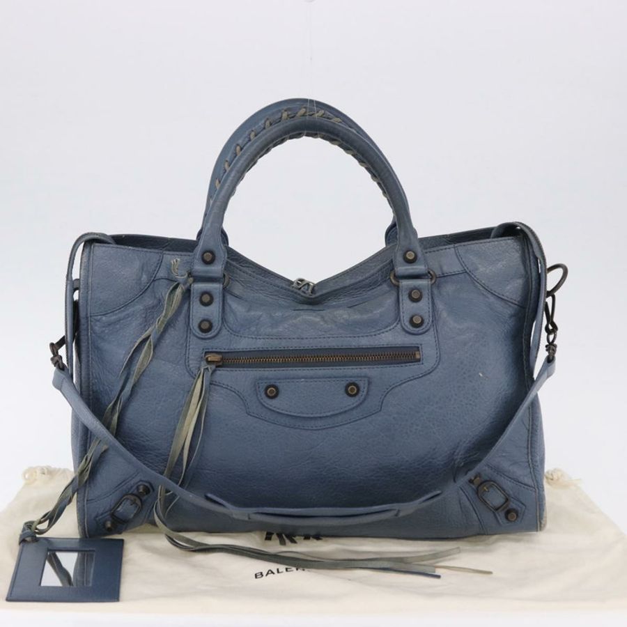 【日本直送】BALENCIAGA 城市手提包 皮革 兩用 藍色 115748 正品 193079V-11