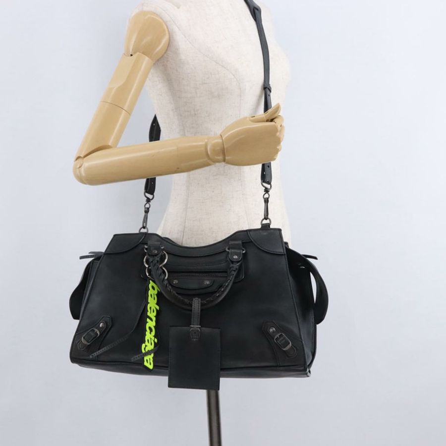 【日本直送】BALENCIAGA Le City 手提包 皮革 海軍藍 銀色 684907 正品 ka5367SAM-25