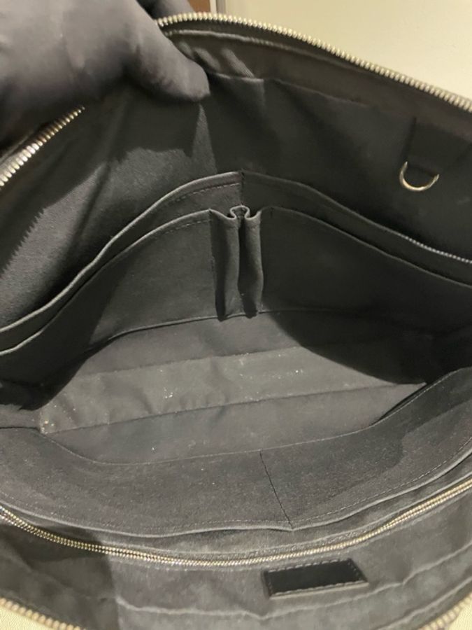 Louis Vuitton 路易威登 VOYAGE 通勤棋盤格 帆布拼牛皮革飾邊 手提公文包 男款 黑色,尺寸40/30/6-6