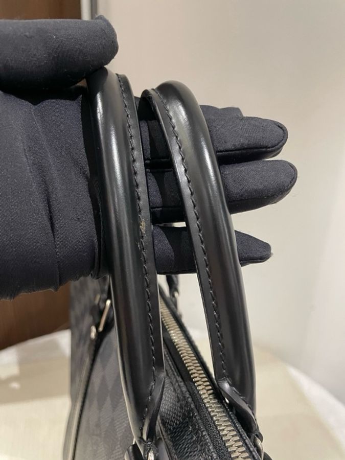 Louis Vuitton 路易威登 VOYAGE 通勤棋盤格 帆布拼牛皮革飾邊 手提公文包 男款 黑色,尺寸40/30/6-7