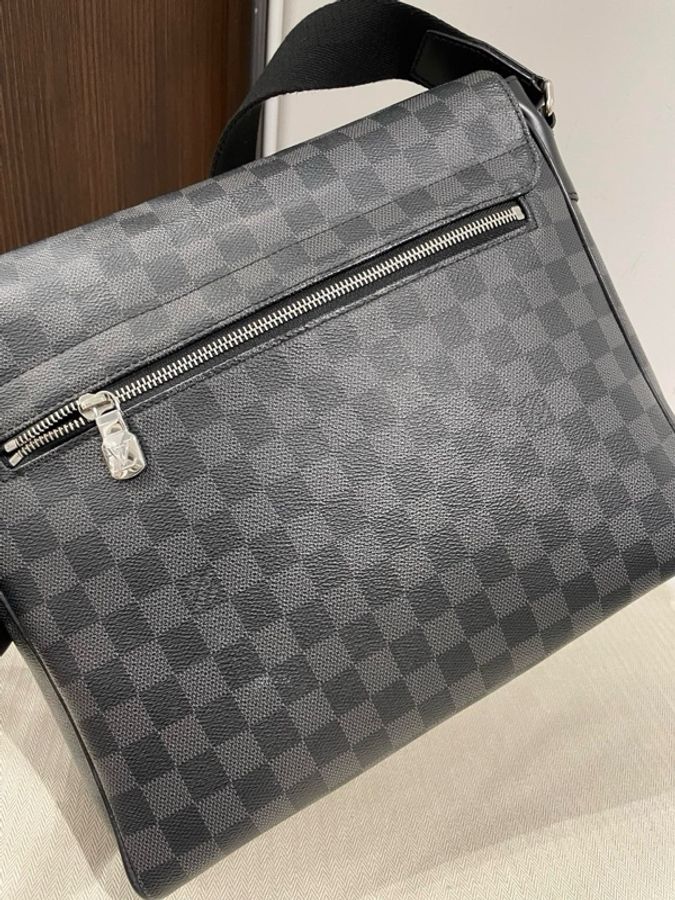 Louis Vuitton路易威登 黑色棋盤格手提斜挎公文包, 塗層帆布牛皮飾邊 手提包公文包 常規 男款 ,尺寸31.5/27/8cm-5