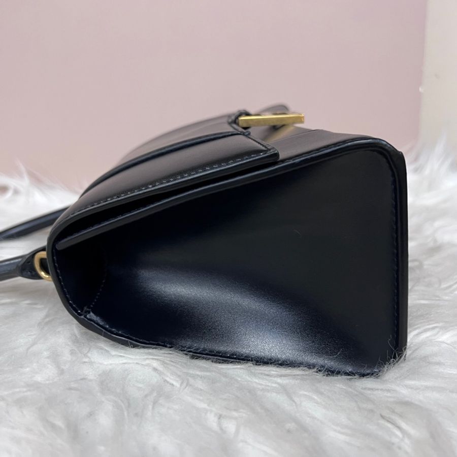 Balenciaga 黑滑面牛皮霧金釦小號手提肩斜背沙漏包-3