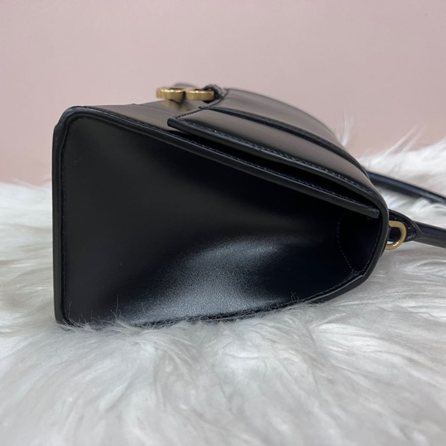 Balenciaga 黑滑面牛皮霧金釦小號手提肩斜背沙漏包-5