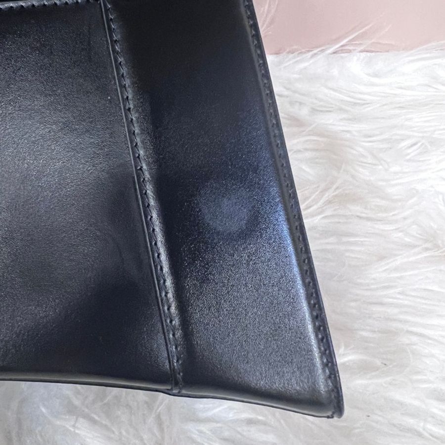 Balenciaga 黑滑面牛皮霧金釦小號手提肩斜背沙漏包-21