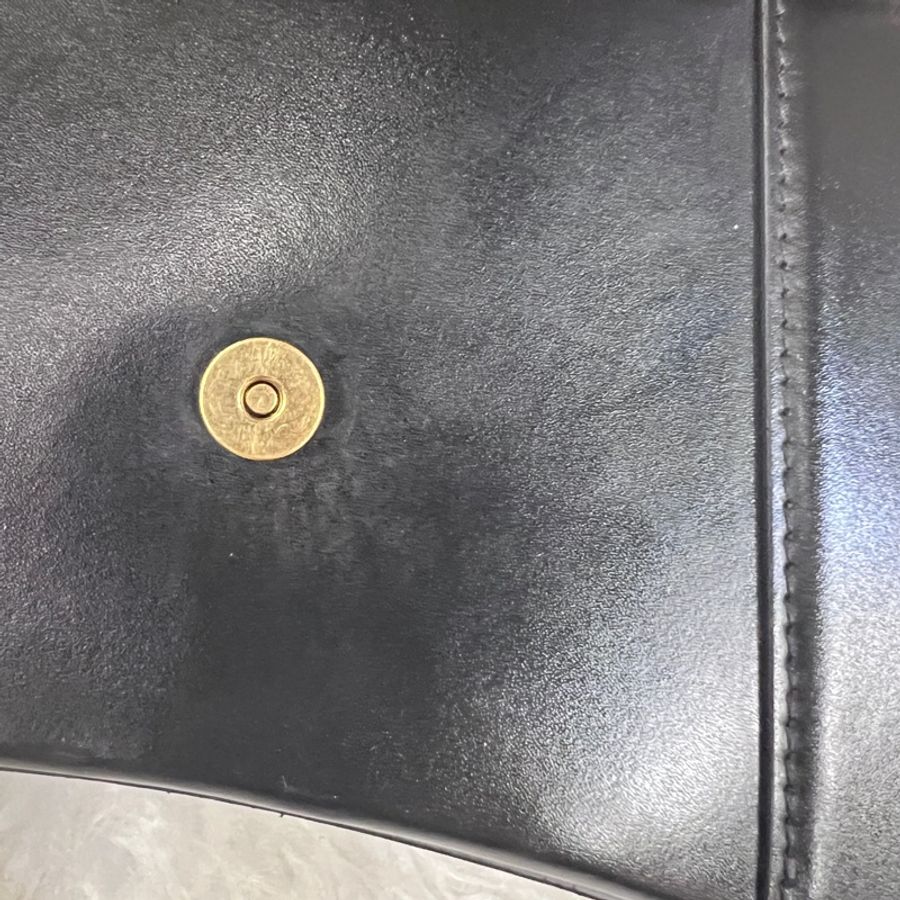 Balenciaga 黑滑面牛皮霧金釦小號手提肩斜背沙漏包-23