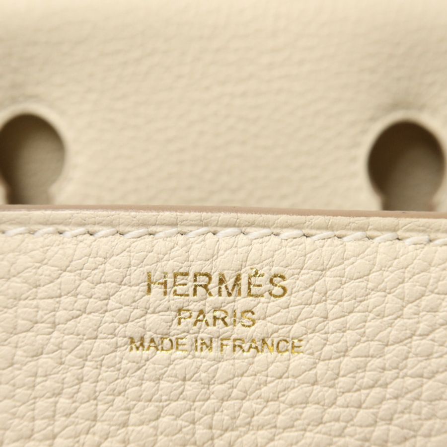 HERMES Togo皮革Birkin 25手挽袋Craie-5