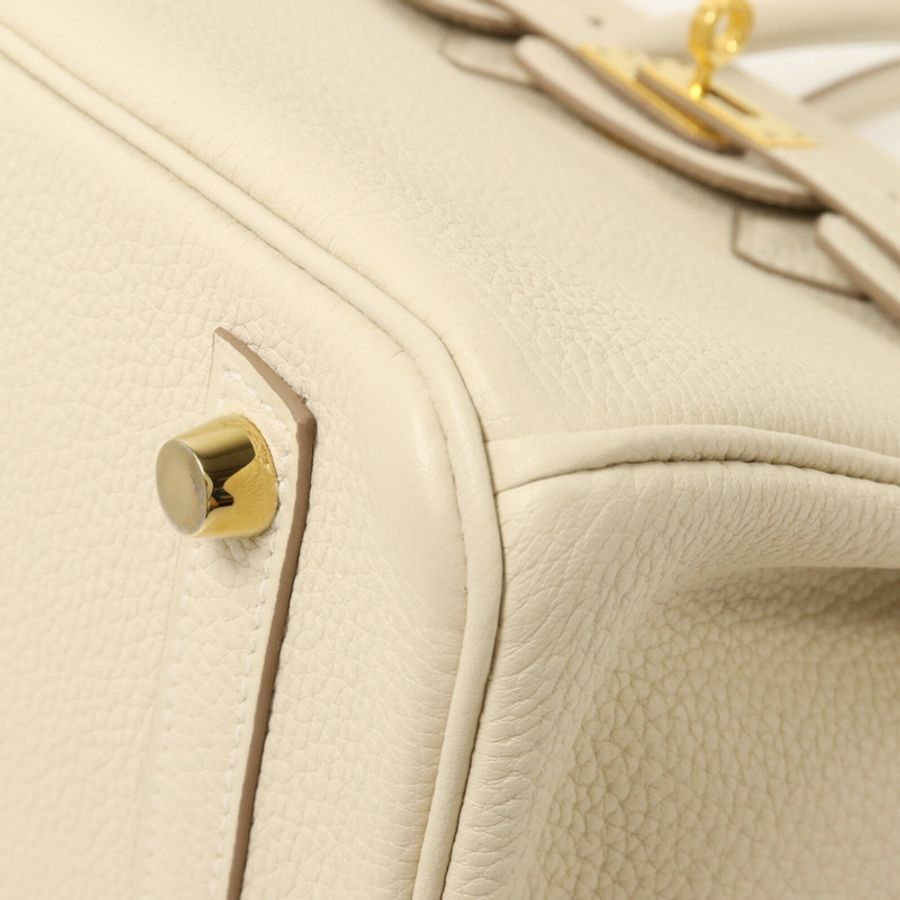 HERMES Togo皮革Birkin 25手挽袋Craie-11