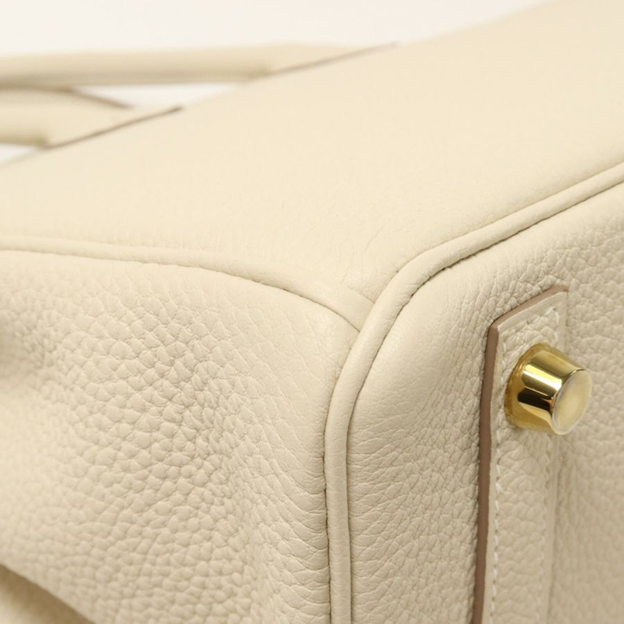 HERMES Togo皮革Birkin 25手挽袋Craie-12