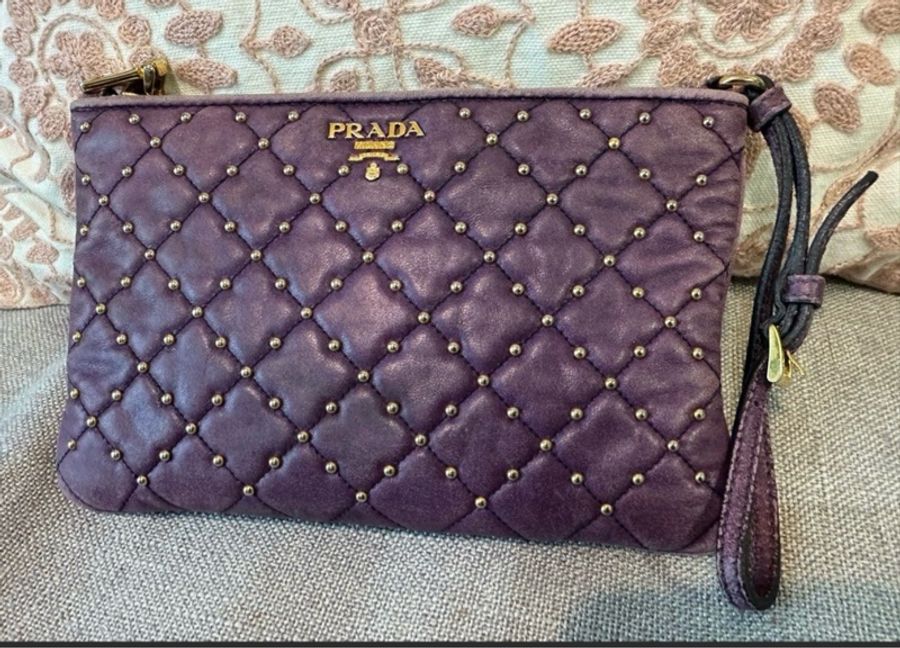 Prada 漂亮紫色多用途手提包/化妝袋/小物袋-6