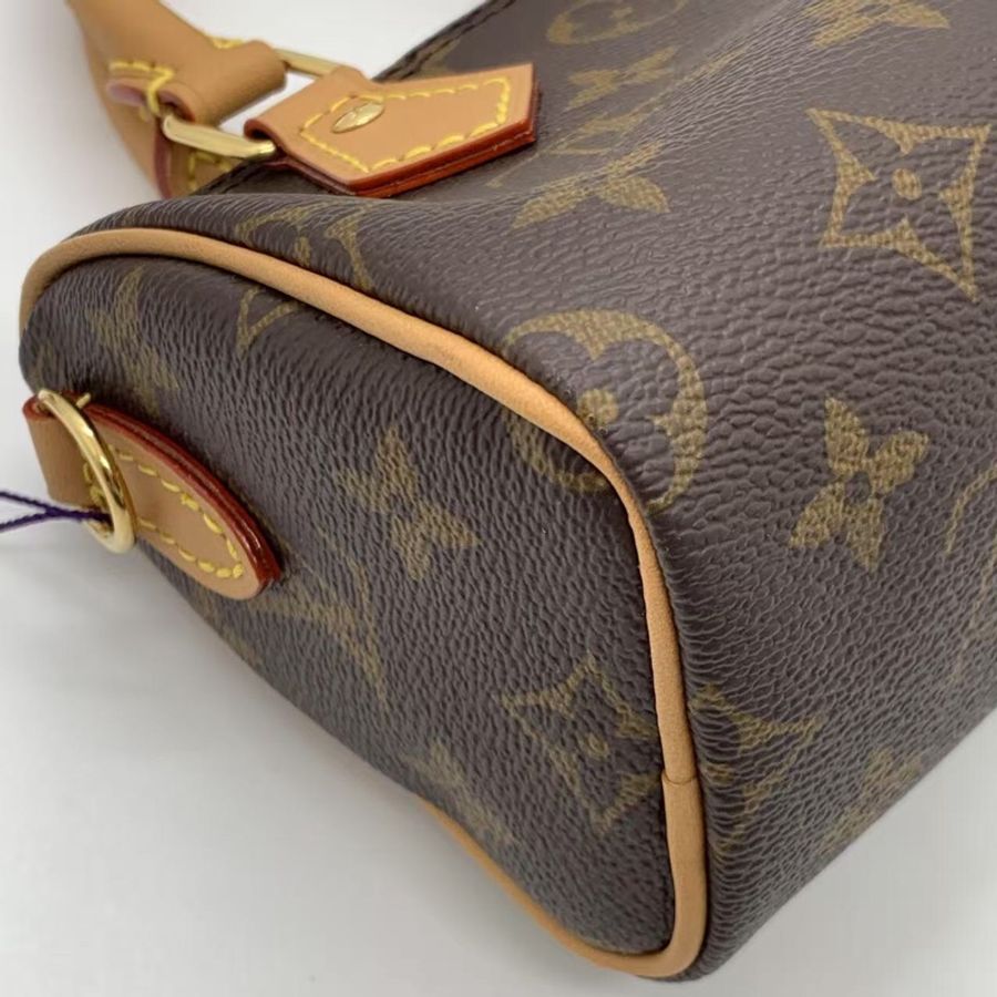 LV路易威登老花speedy nano 经典老花 金色五金手提斜挎包 尺寸:约16cm×10cm左右 小巧精致可爱 拆卸肩带 手拎斜挎都好看-8