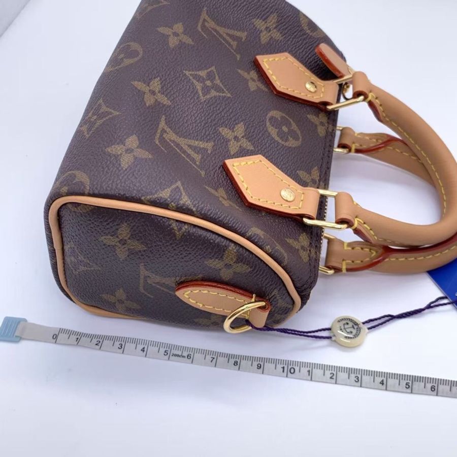 LV路易威登老花speedy nano 经典老花 金色五金手提斜挎包 尺寸:约16cm×10cm左右 小巧精致可爱 拆卸肩带 手拎斜挎都好看-13