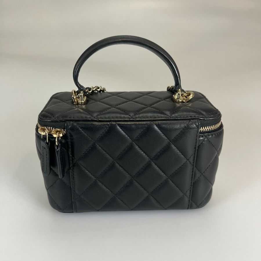 CHANEL VANITY 化妝盒羊皮黑AP2199-1