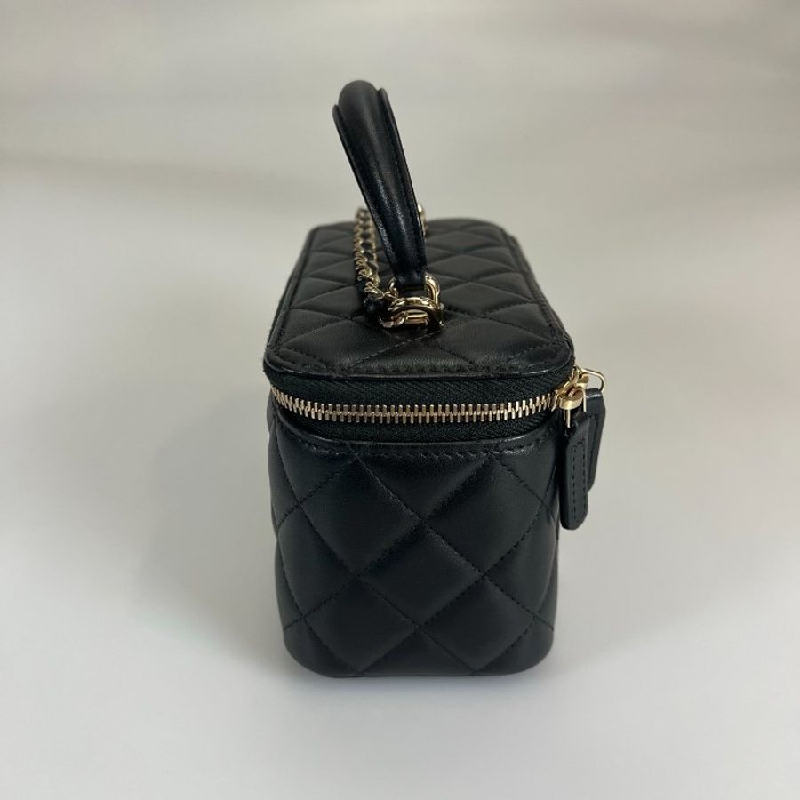 CHANEL VANITY 化妝盒羊皮黑AP2199-3