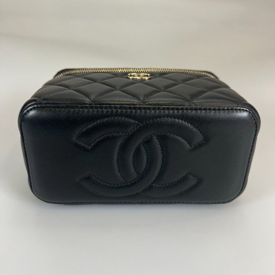 CHANEL VANITY 化妝盒羊皮黑AP2199-5