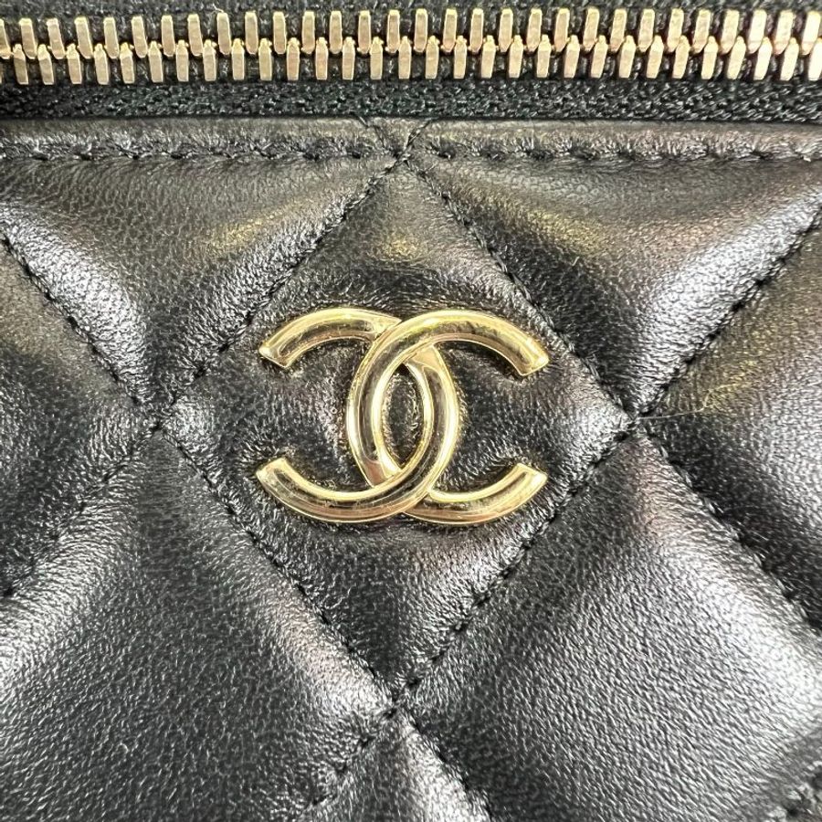 CHANEL VANITY 化妝盒羊皮黑AP2199-8