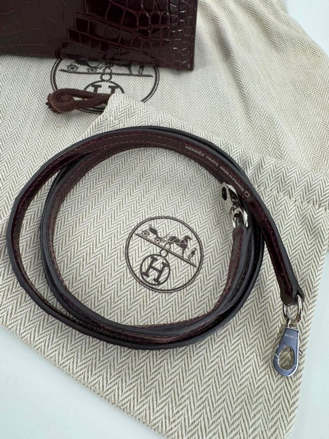 Hermès Mini Kelly II (20cm) Shiny Alligator Crocodile Leather Bordeaux Bag with Palladium Hardware-20