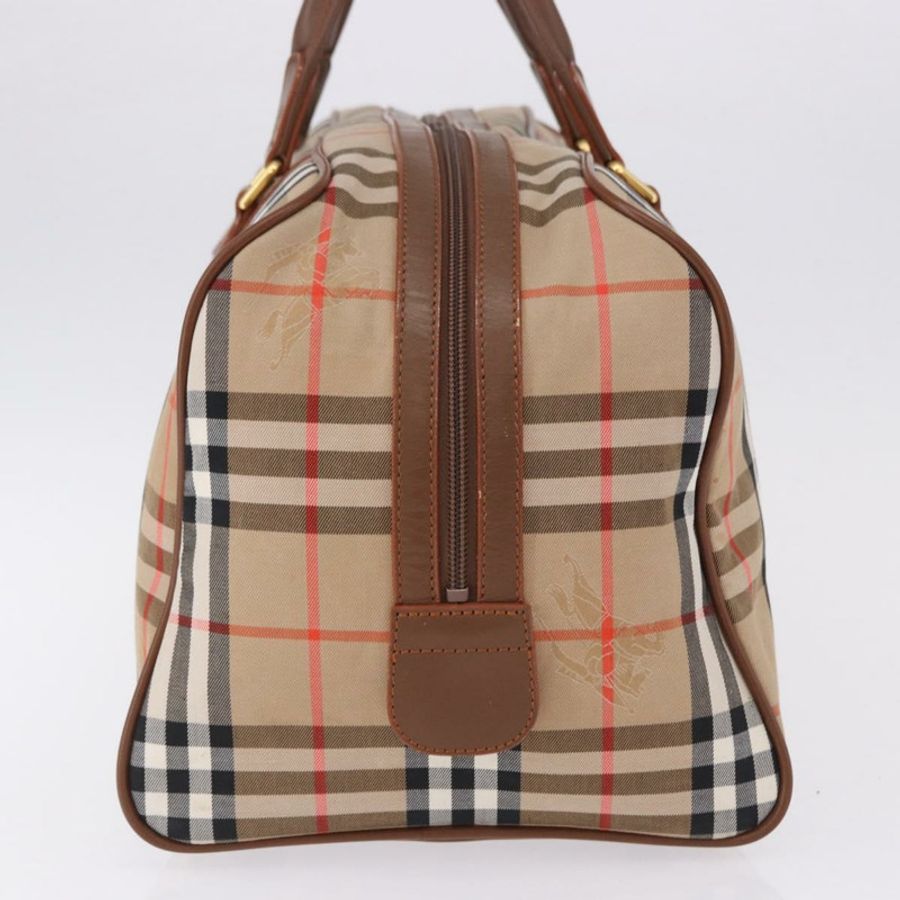 【日本直送】BURBERRY Nova 格紋波士頓包 帆布 米色 金色 正品 am12209V-2