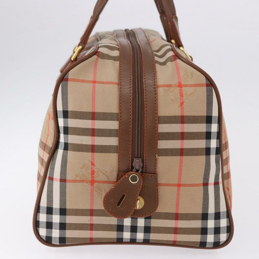 【日本直送】BURBERRY Nova 格紋波士頓包 帆布 米色 金色 正品 am12209V-3