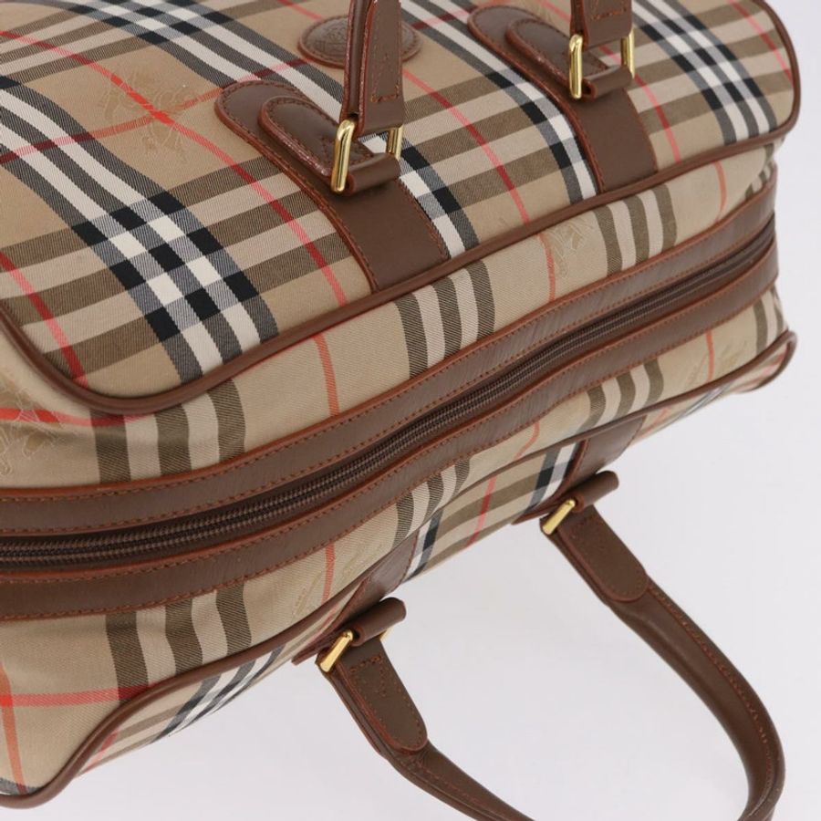 【日本直送】BURBERRY Nova 格紋波士頓包 帆布 米色 金色 正品 am12209V-5