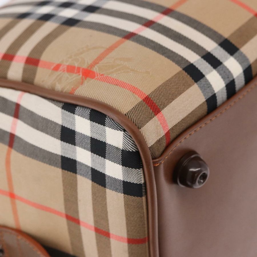 【日本直送】BURBERRY Nova 格紋波士頓包 帆布 米色 金色 正品 am12209V-13
