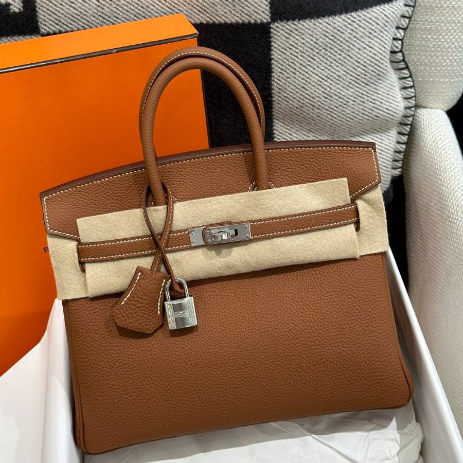 【天菜精選】HERMES 25CM BIRKIN TOGO 銀扣 金棕 全新商品-1