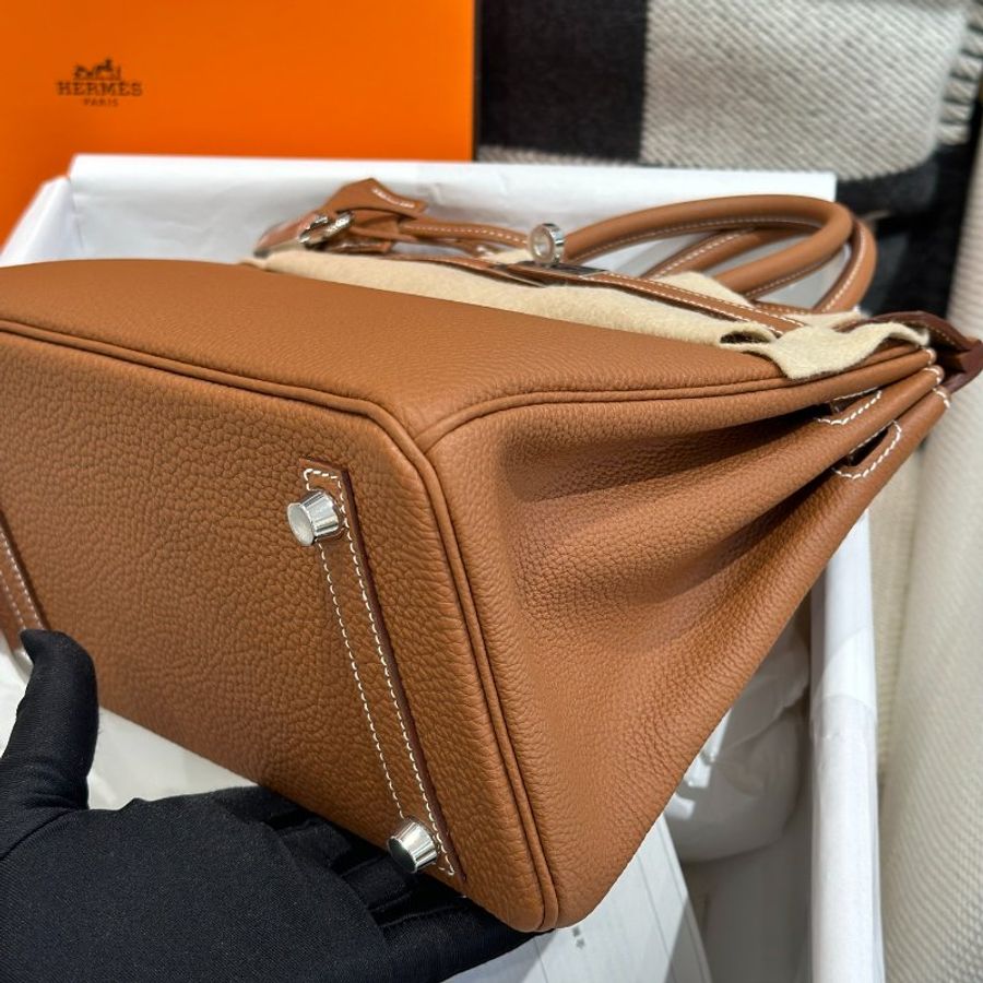 【天菜精選】HERMES 25CM BIRKIN TOGO 銀扣 金棕 全新商品-2