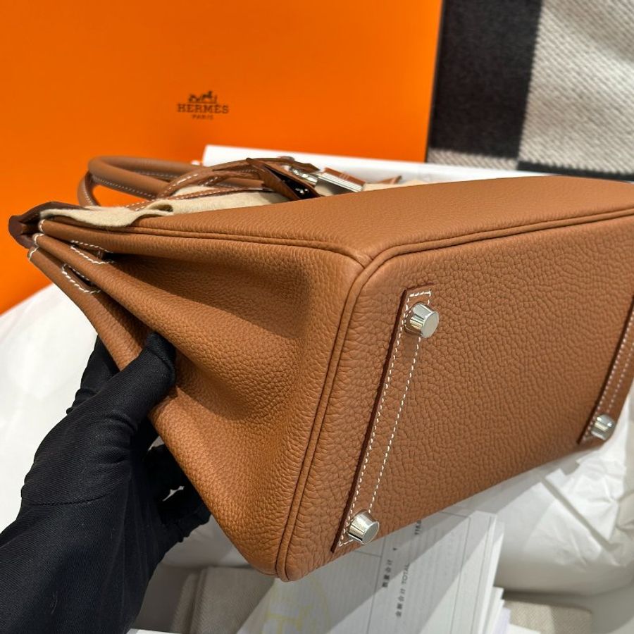 【天菜精選】HERMES 25CM BIRKIN TOGO 銀扣 金棕 全新商品-3