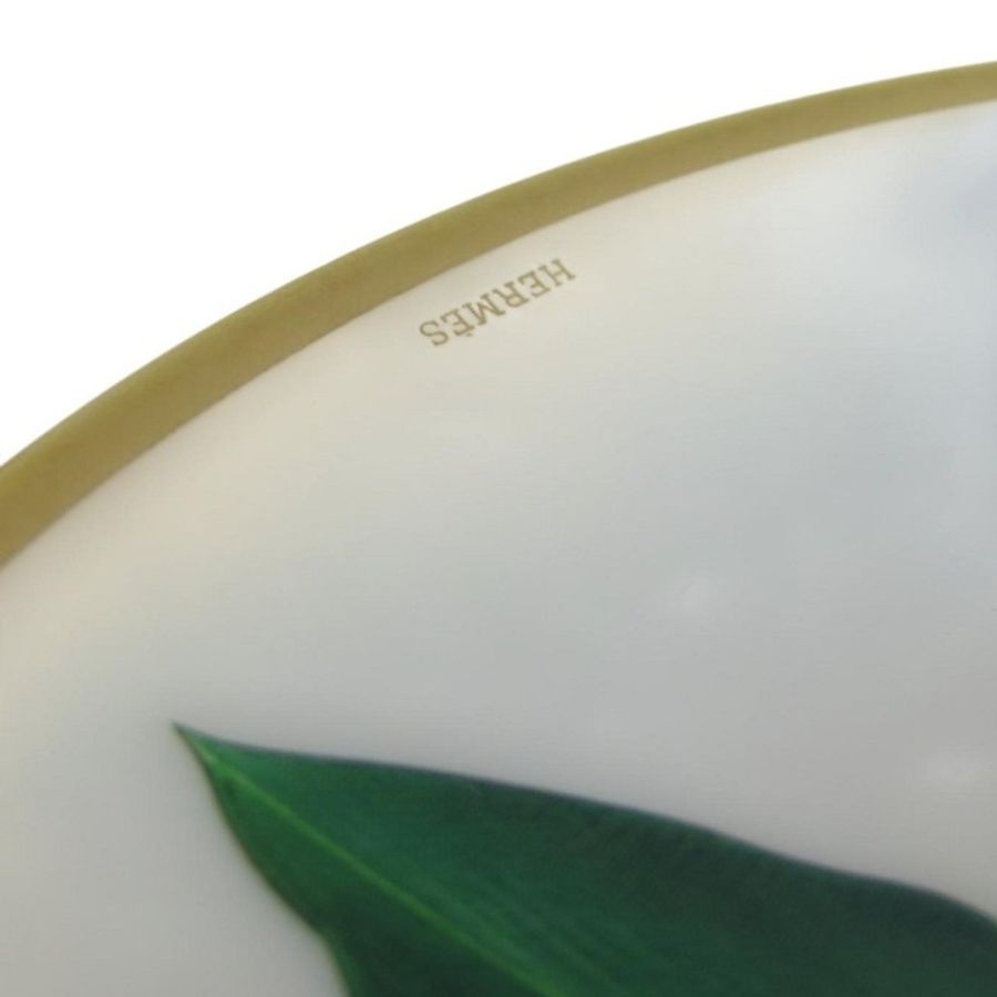 【巴黎站二手名牌專賣店】*現貨*HERMES 愛馬仕 真品* Passifolia 系列 2號陶瓷金線裝飾麵包奶油盤-2