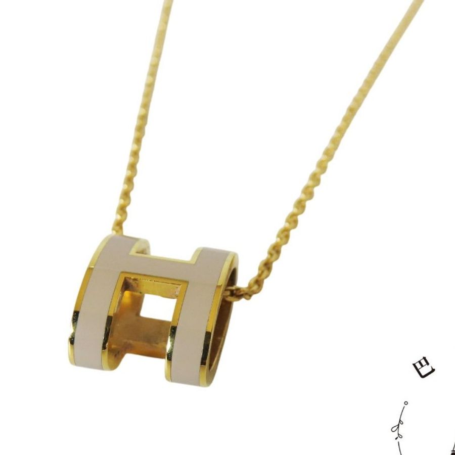 【巴黎站二手名牌專賣店】＊現貨＊HERMES 愛馬仕 真品＊經典 Pop H 栗子色 立體簍空琺瑯項鍊-1