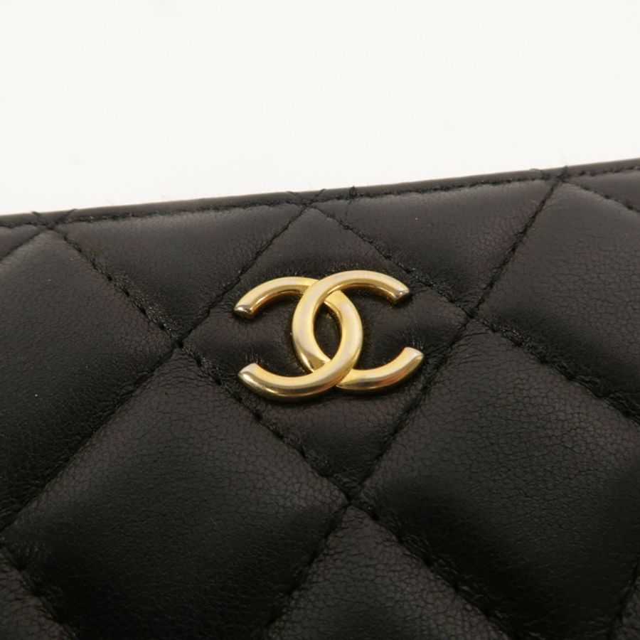 CHANEL 羊皮皮革Zipper Wallet長錢包-10