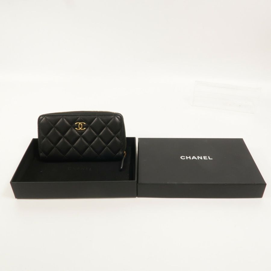 CHANEL 羊皮皮革Zipper Wallet長錢包-12
