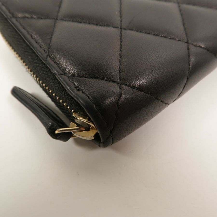 CHANEL 羊皮皮革Zipper Wallet長錢包-13