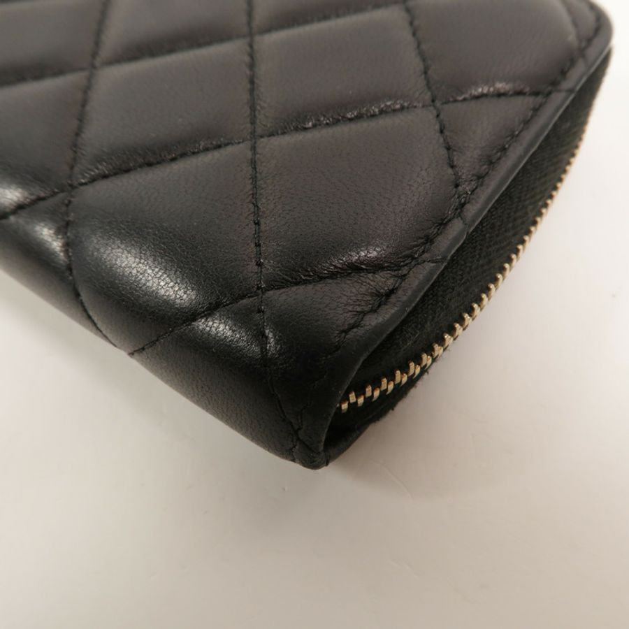 CHANEL 羊皮皮革Zipper Wallet長錢包-14